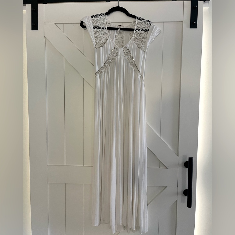 Free People Maci dress white with silver sequin details